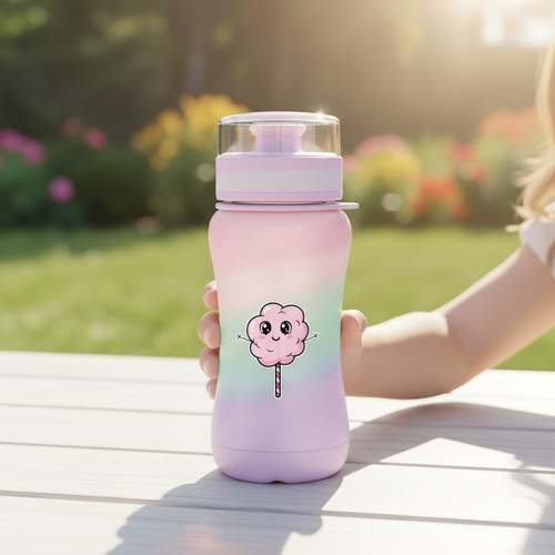 Cotton Floss on Girl's Water Bottle
