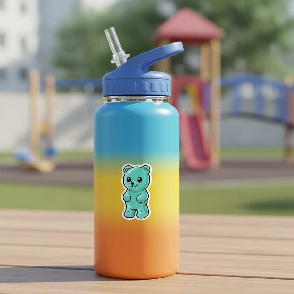Jelly Bear on Kids Metal Water Bottle
