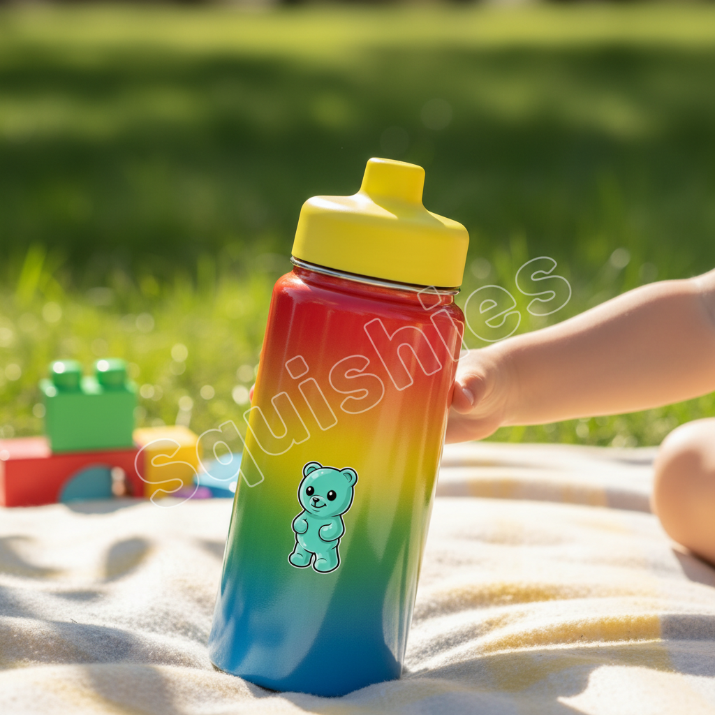 Jelly Bear on Water Bottle with Squishies watermark